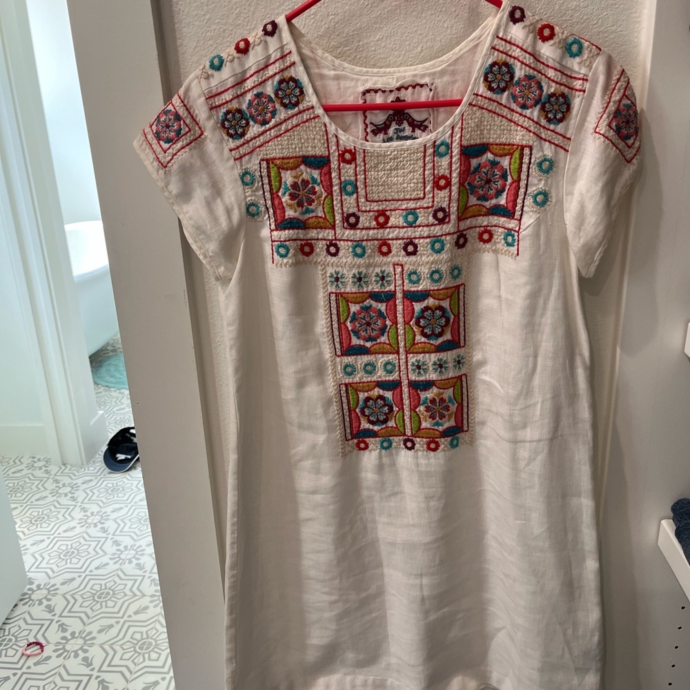 Johnny Was embroidered white dress